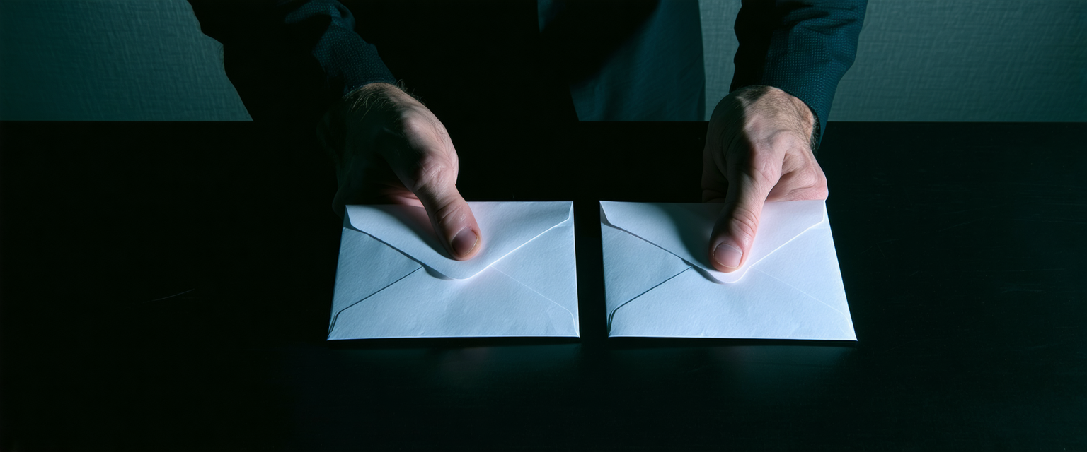Two envelopes on a desk